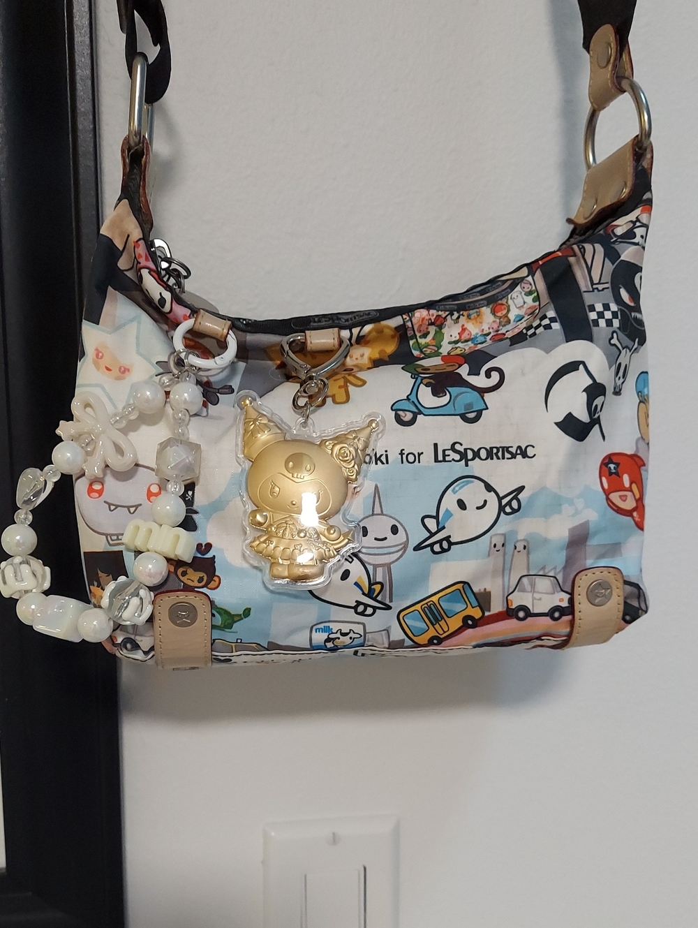 Vintage Tokidoki for LeSportsac Citta Print Mini Shoulder Bag w/ Gold Charm Y2K
